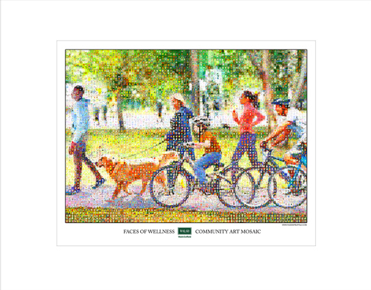 Mosaic of bikers at park
