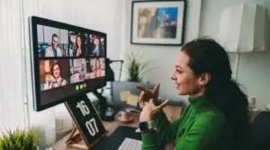 woman in a zoom meeting